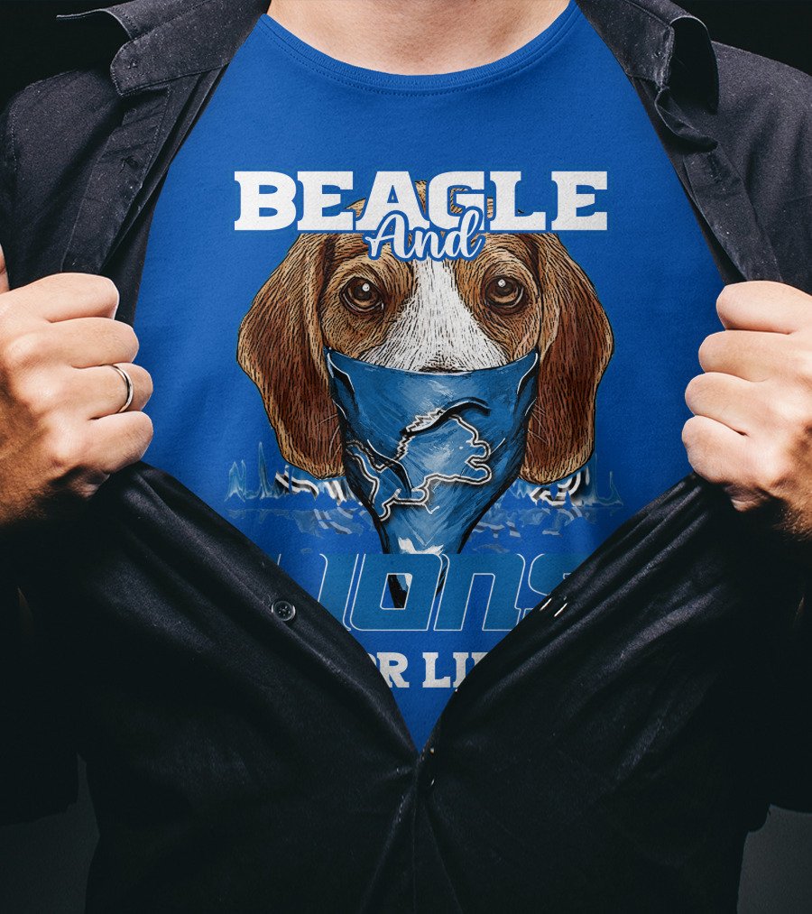 Beagle And Lions For Life Detroit Lions T-Shirt
