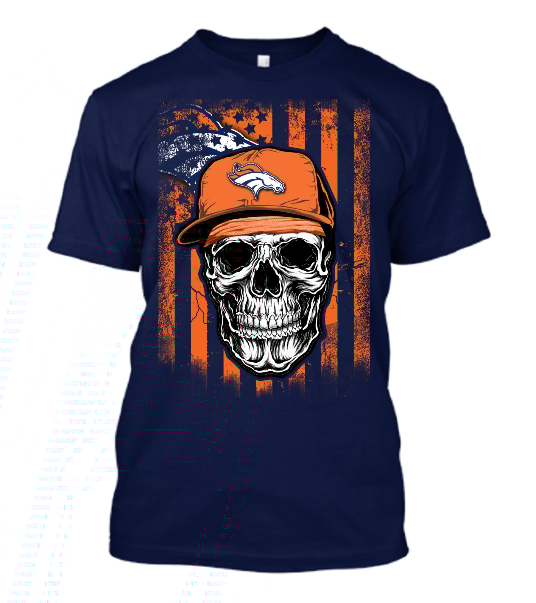 Skull V1 Denver Broncos Flag Style Football Skull Cap T-Shirt