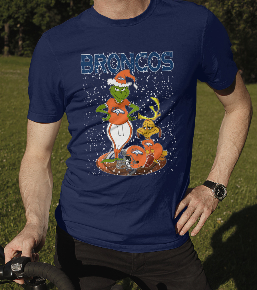 Grinchxmas Broncos Christmas Football Grinch And Max T-Shirt