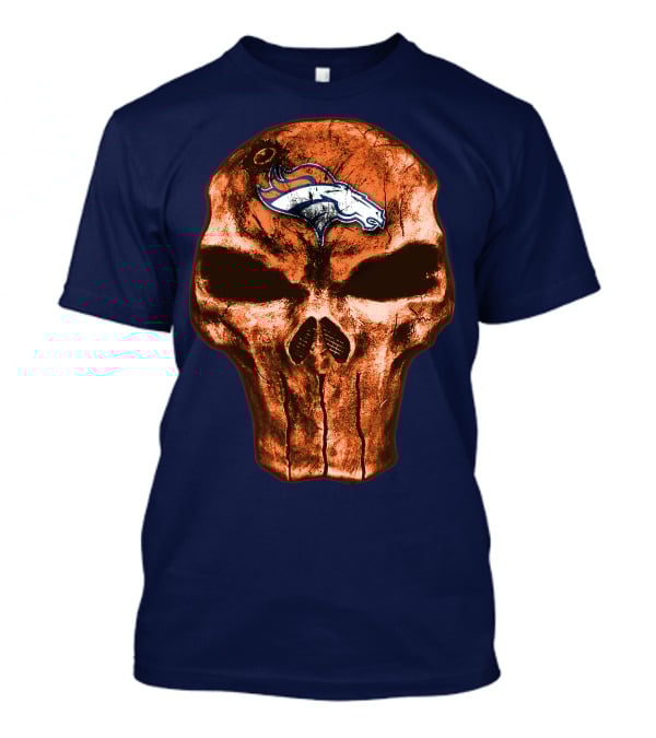 Skull Denver Broncos Logo Skull T-Shirt
