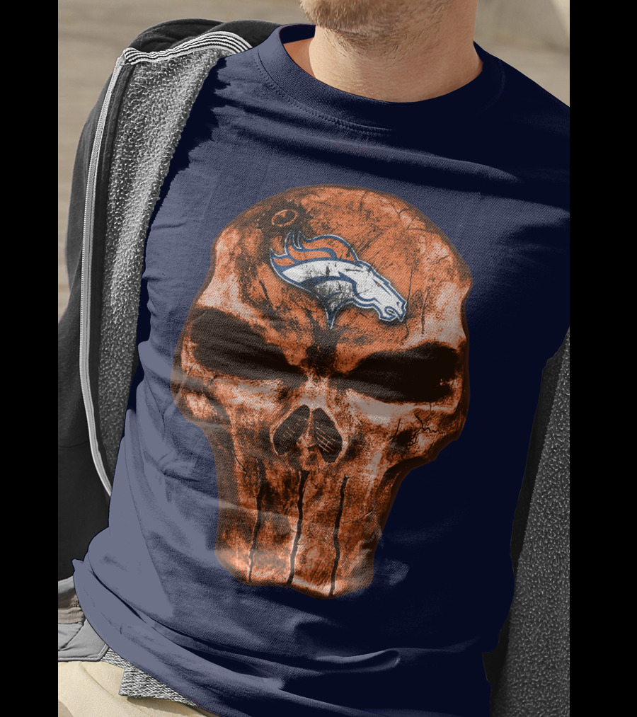 Skull Denver Broncos Logo Skull T-Shirt