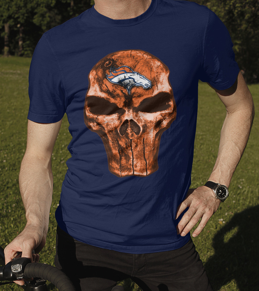 Skull Denver Broncos Logo Skull T-Shirt