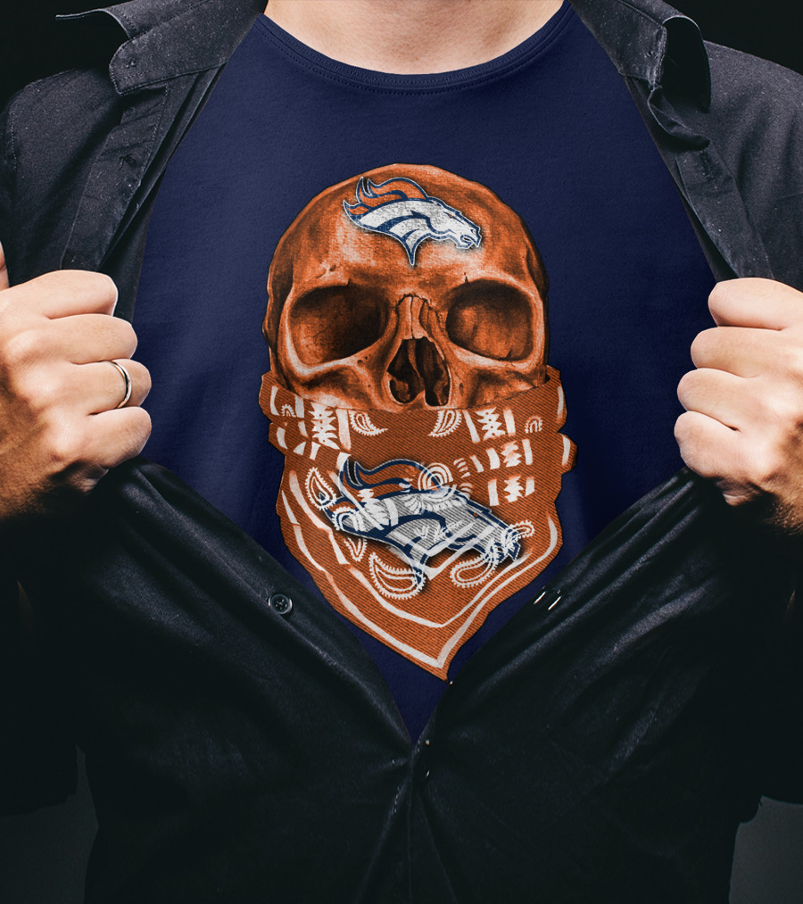 Denver Broncos Skull Bandana T-Shirt