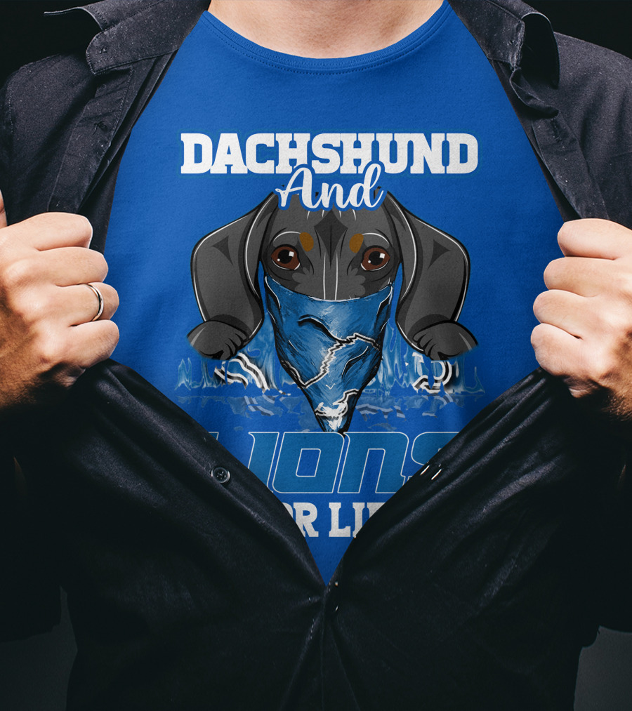Dachshund And Lions For Life Detroit T-Shirt