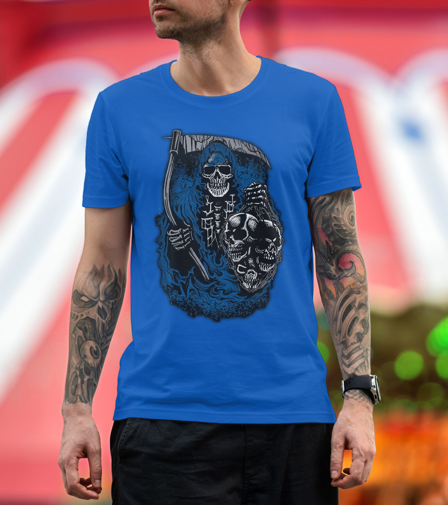 Detroit Lions Grim Reaper Skulls T-Shirt