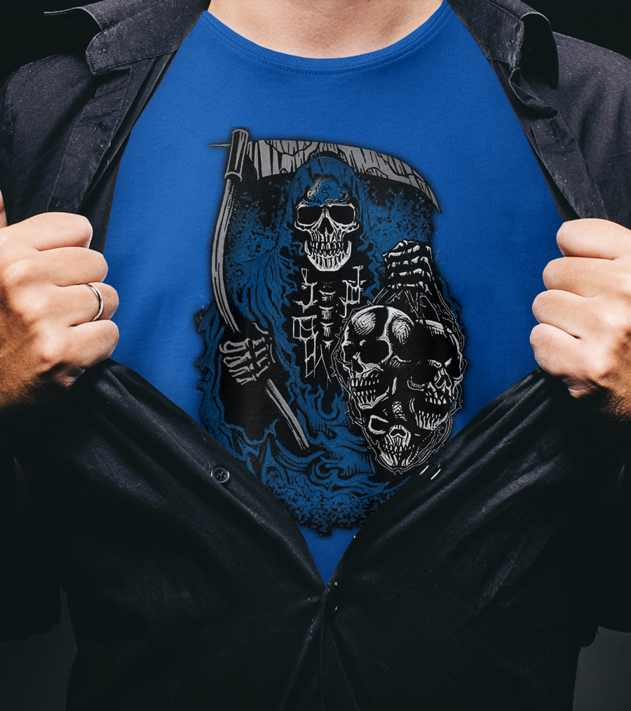 Detroit Lions Grim Reaper Skulls T-Shirt