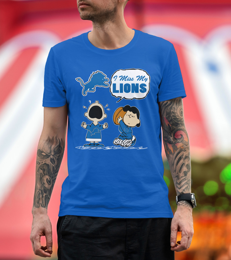 I Miss My Lions Detroit Lions Charlie Brown Football T-Shirt