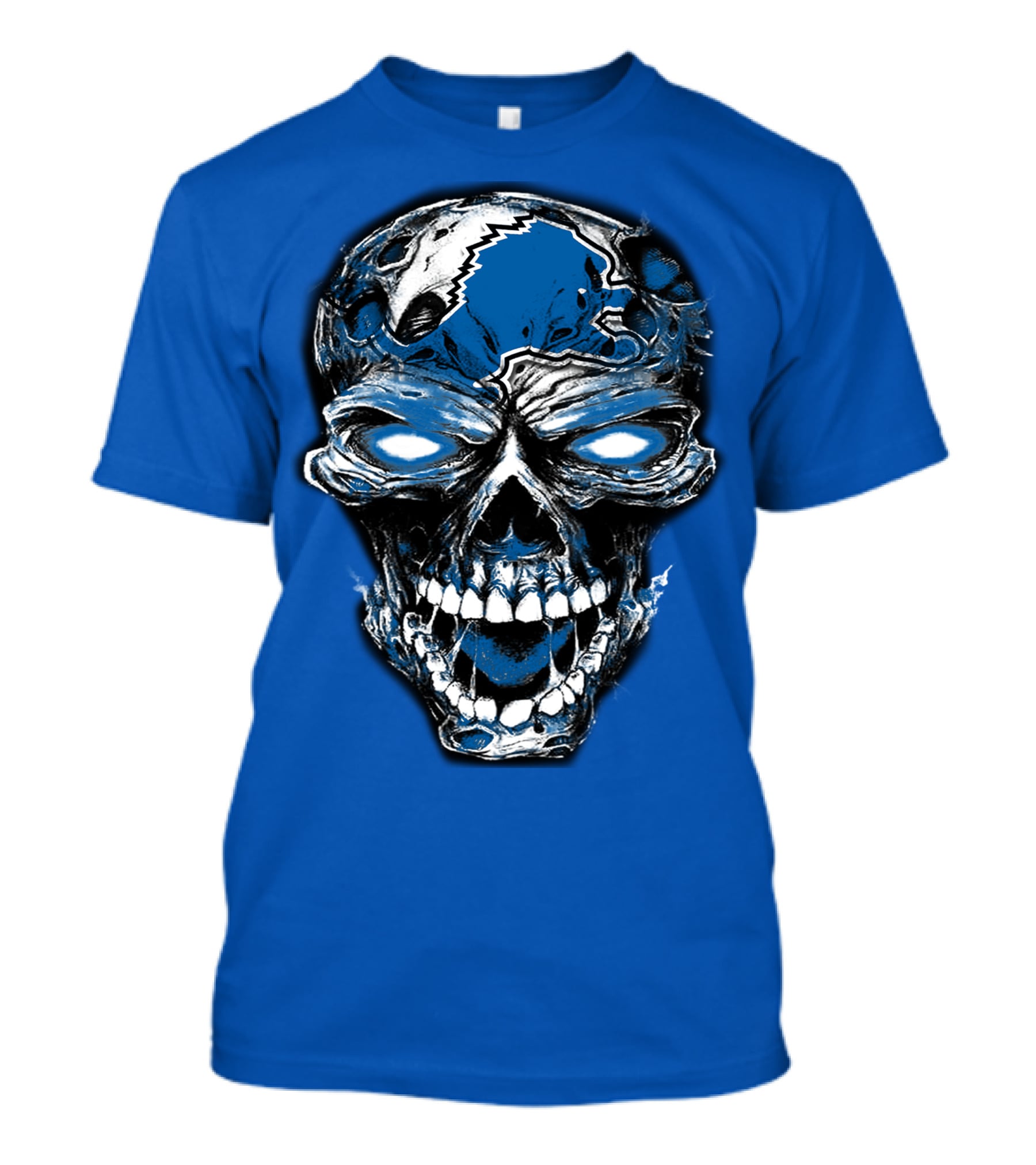 Detroit Lions 59 Skull Blue Roar T-Shirt