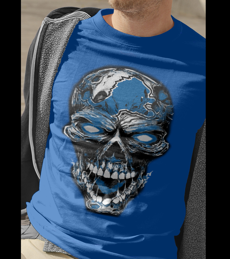 Detroit Lions 59 Skull Blue Roar T-Shirt