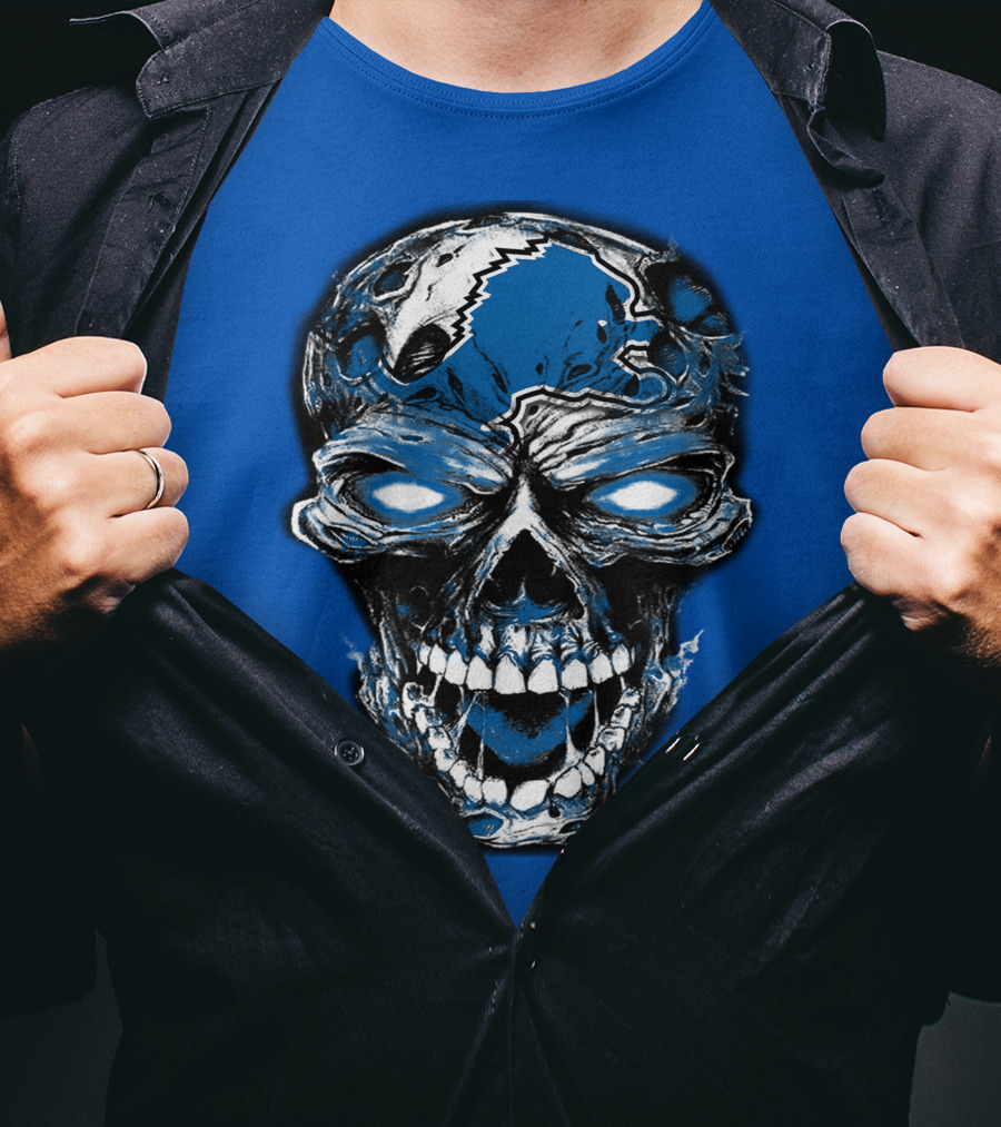 Detroit Lions 59 Skull Blue Roar T-Shirt
