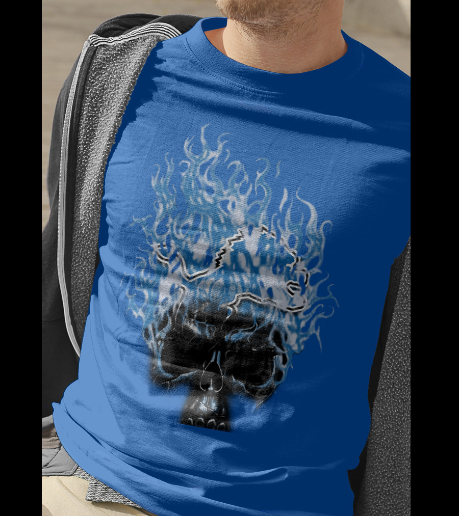 Detroit Lions Flaming Skull T-Shirt