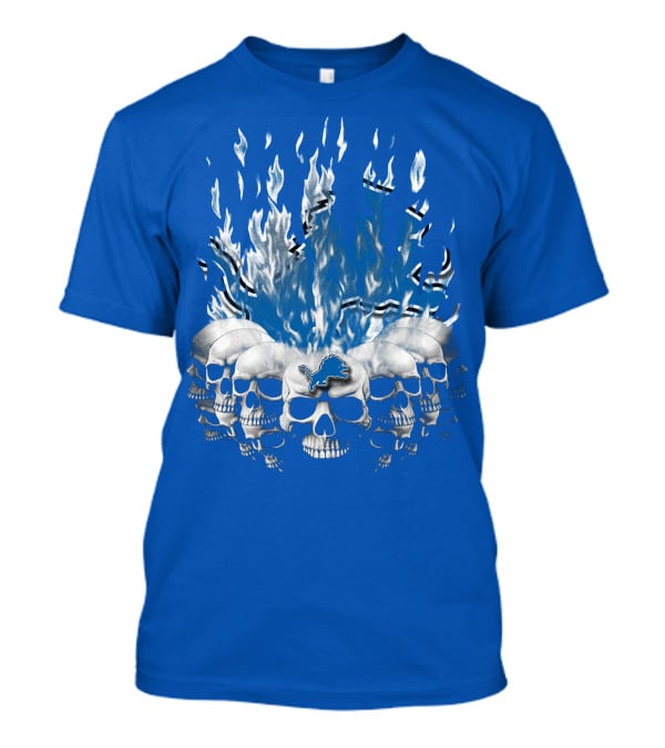 Detroit Lions 16 Flaming Skulls T-Shirt