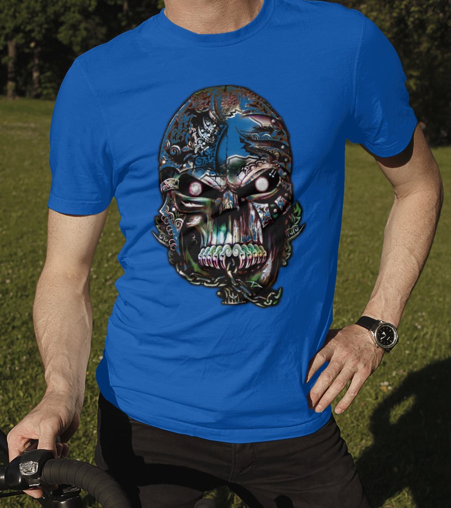 Detroit Lions 65 Skull Artwork T-Shirt