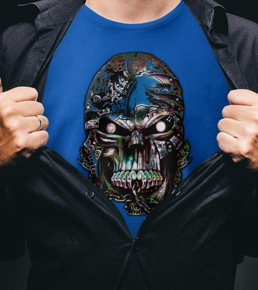 Detroit Lions 65 Skull Artwork T-Shirt