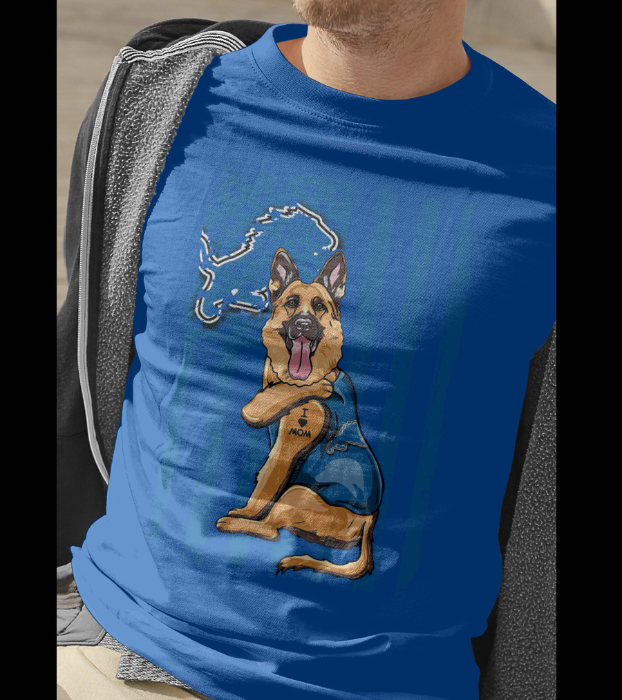 German Shepherd I Mom Detroit Lions Football T-Shirt