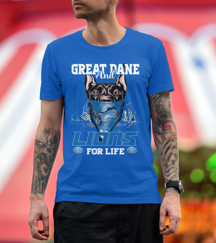 Great Dane And Lions For Life Detroit T-Shirt
