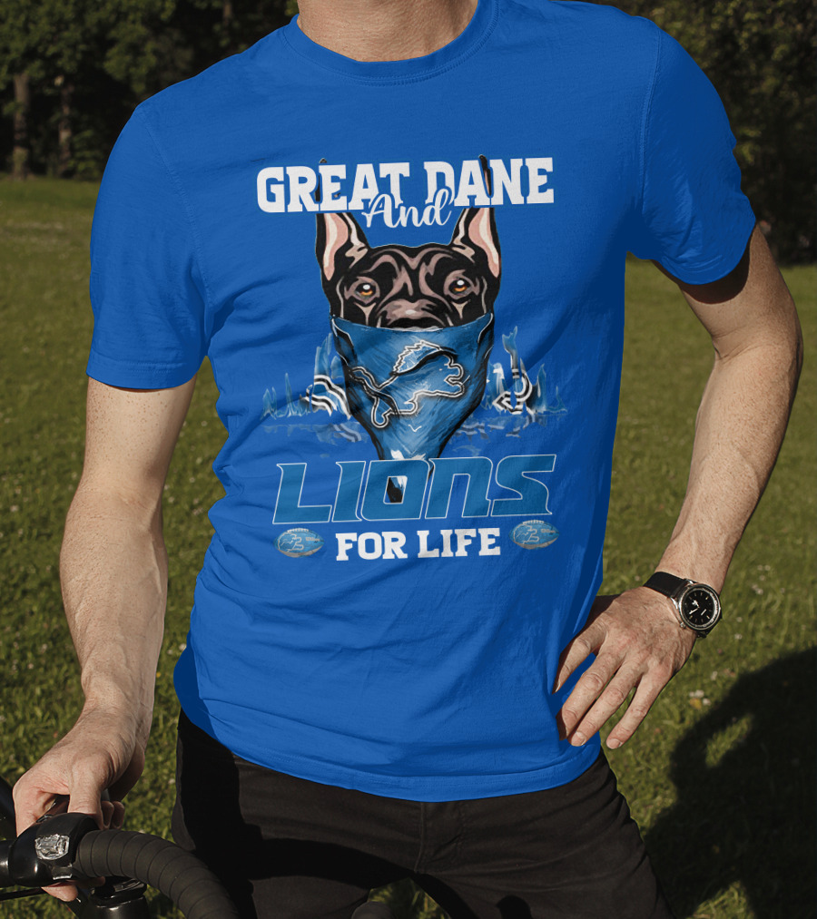 Great Dane And Lions For Life Detroit T-Shirt