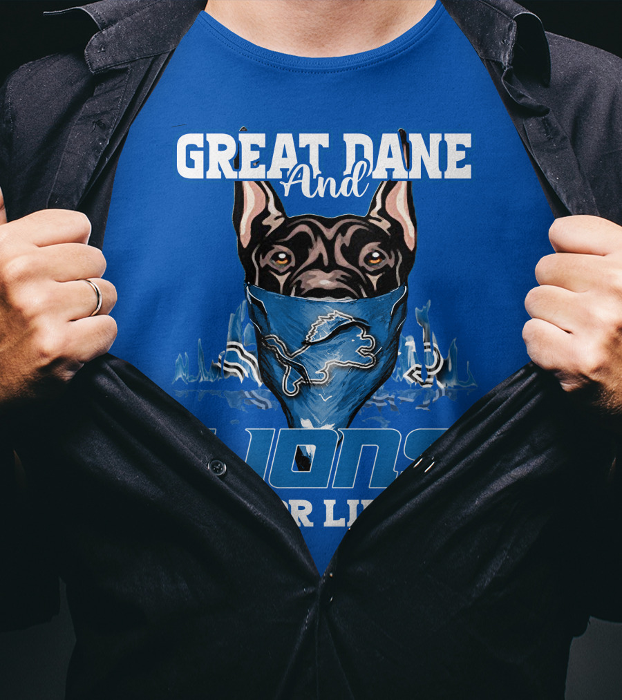 Great Dane And Lions For Life Detroit T-Shirt