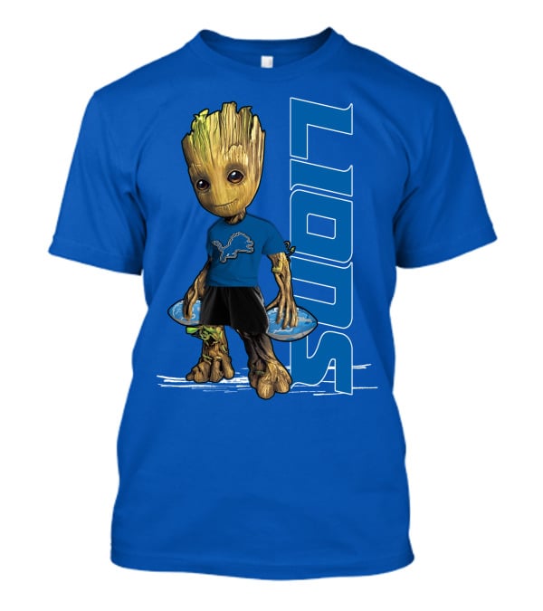 Groot V1 Detroit Lions Football Blue Character With Nfl T-Shirt