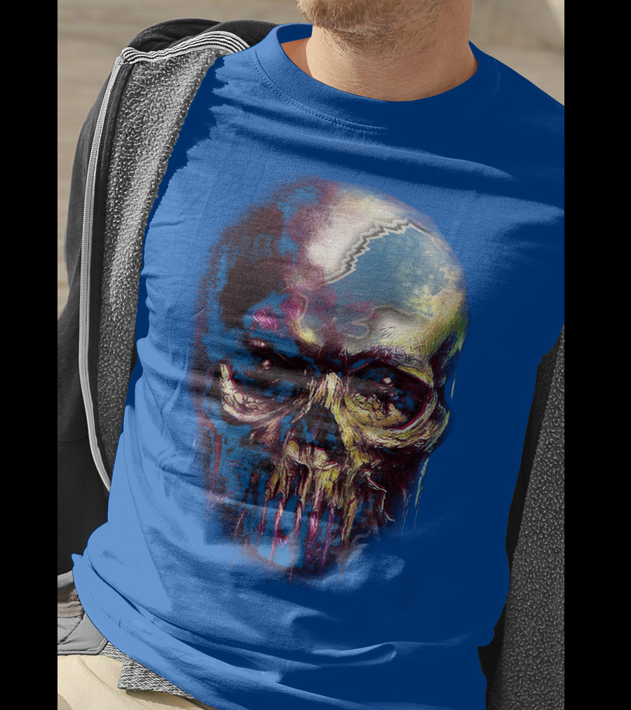 Detroit Lions 25 Skull Design With Blue T-Shirt