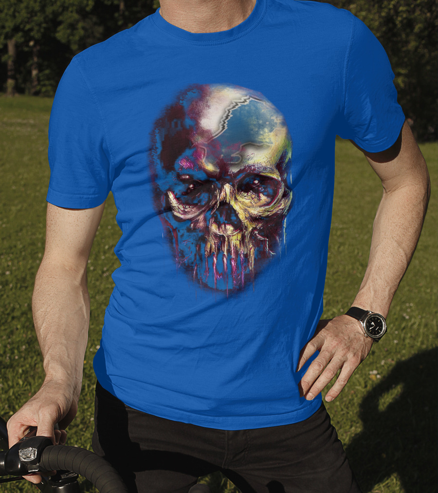 Detroit Lions 25 Skull Design With Blue T-Shirt