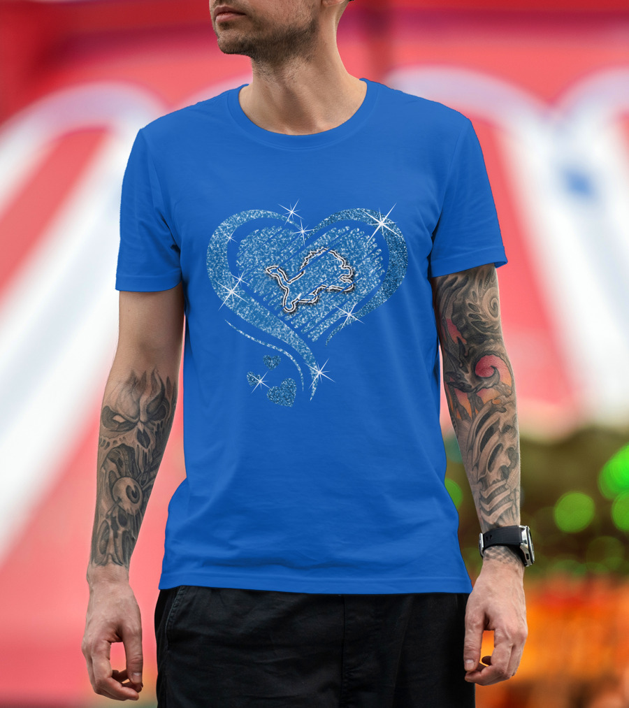 Heart Diamond Detroit Lions Sparkling T-Shirt