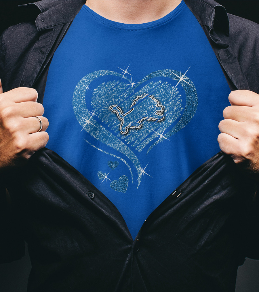 Heart Diamond Detroit Lions Sparkling T-Shirt
