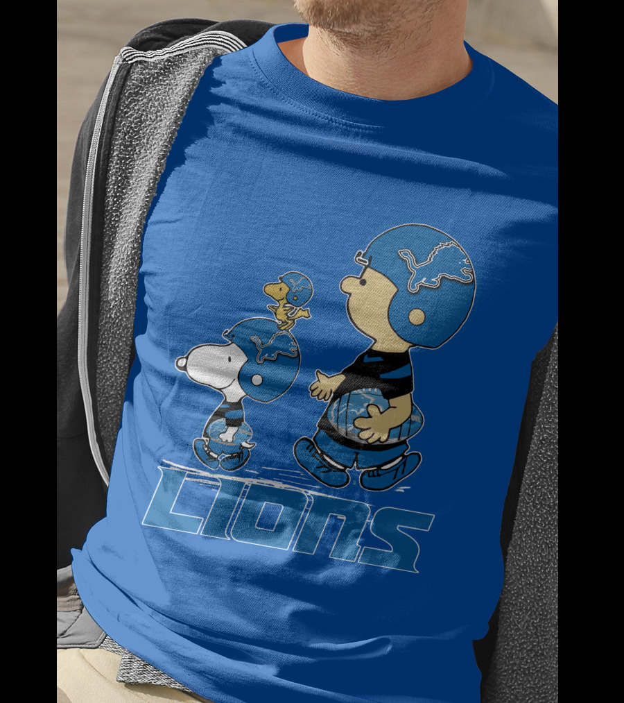 Snpfootball DETROIT LIONS Peanuts Helmet Blue T-Shirt