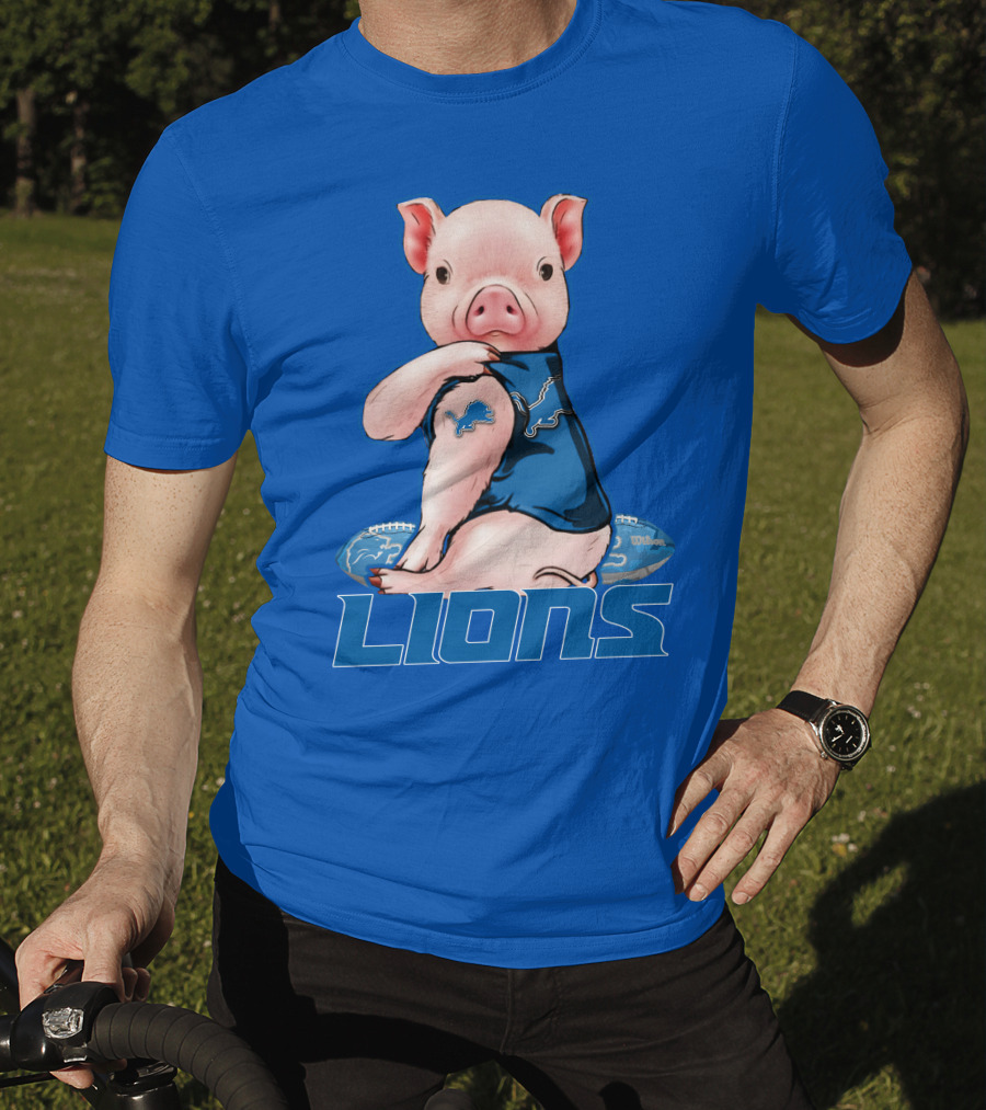 Pig With Detroit Lions T-Shirt