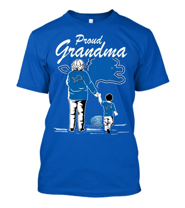 Proud Grandma Detroit Lions Fan With Child And Football With Lion T-Shirt