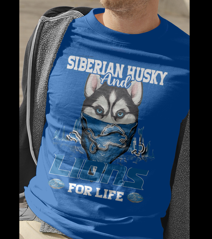 Siberian Husky And Lions For Life Detroit T-Shirt