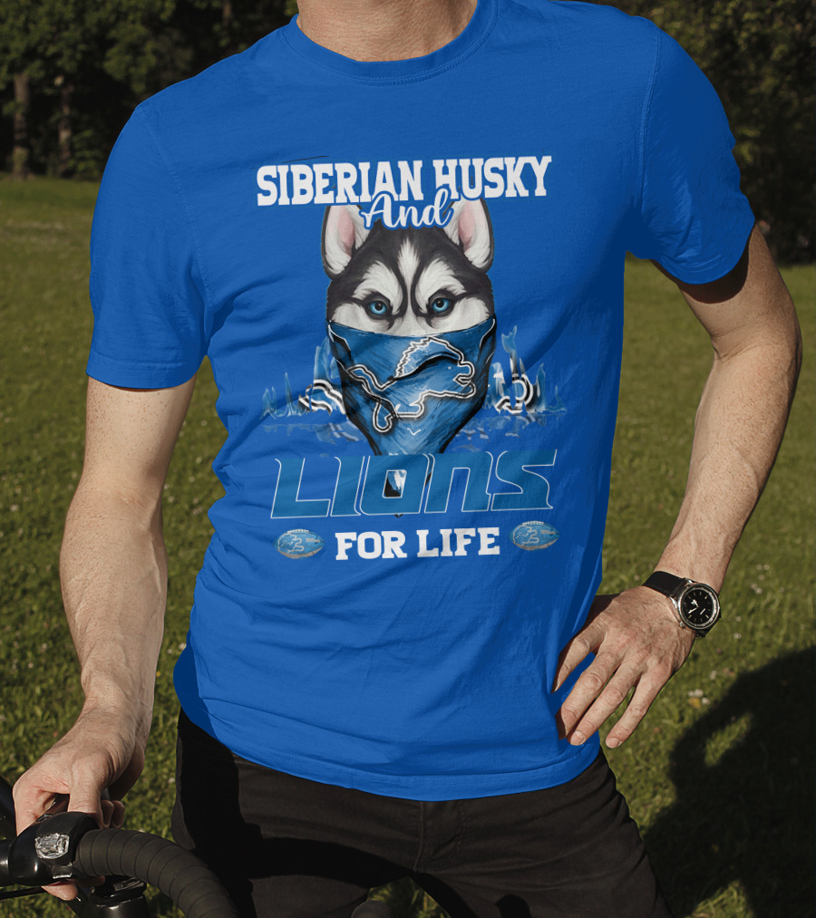 Siberian Husky And Lions For Life Detroit T-Shirt
