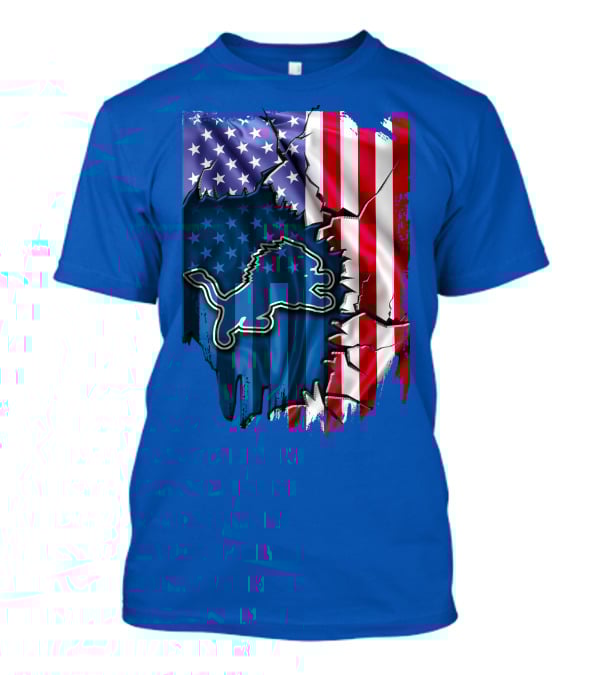 Detroit Lions American Flag Lion T-Shirt