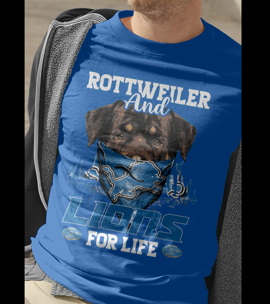 Rottweiler And Lions For Life Detroit Lions T-Shirt