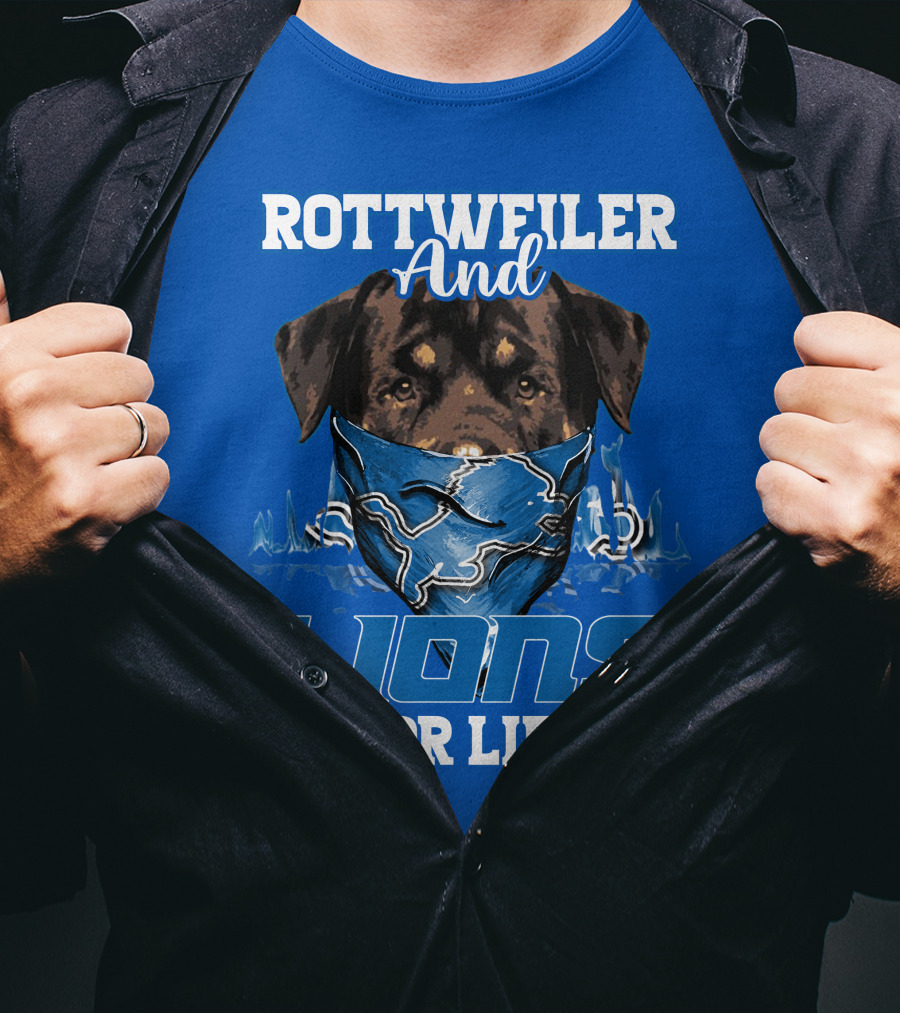 Rottweiler And Lions For Life Detroit Lions T-Shirt