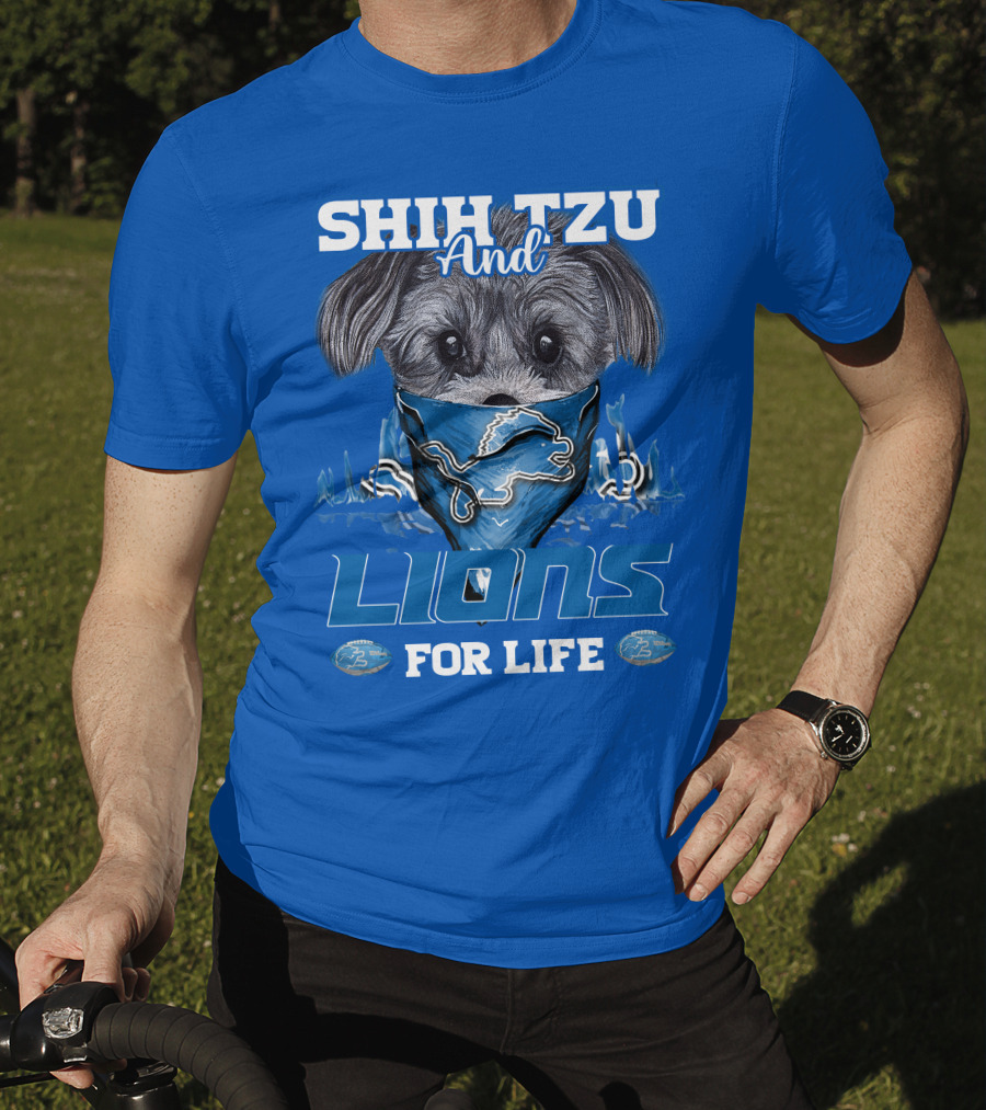 Shih Tzu And Lions For Life Detroit Lions T-Shirt