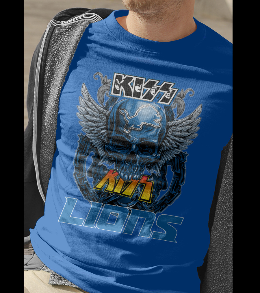KISS Detroit Lions Skull Wings T-Shirt