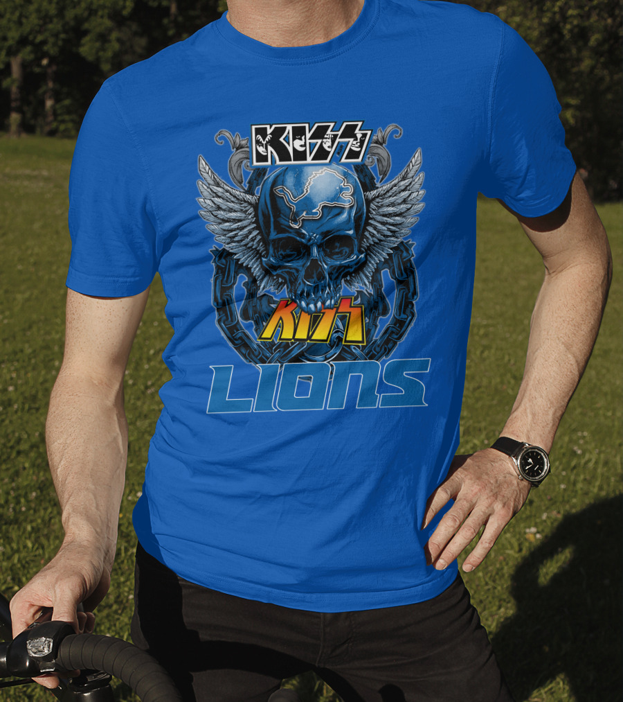 KISS Detroit Lions Skull Wings T-Shirt