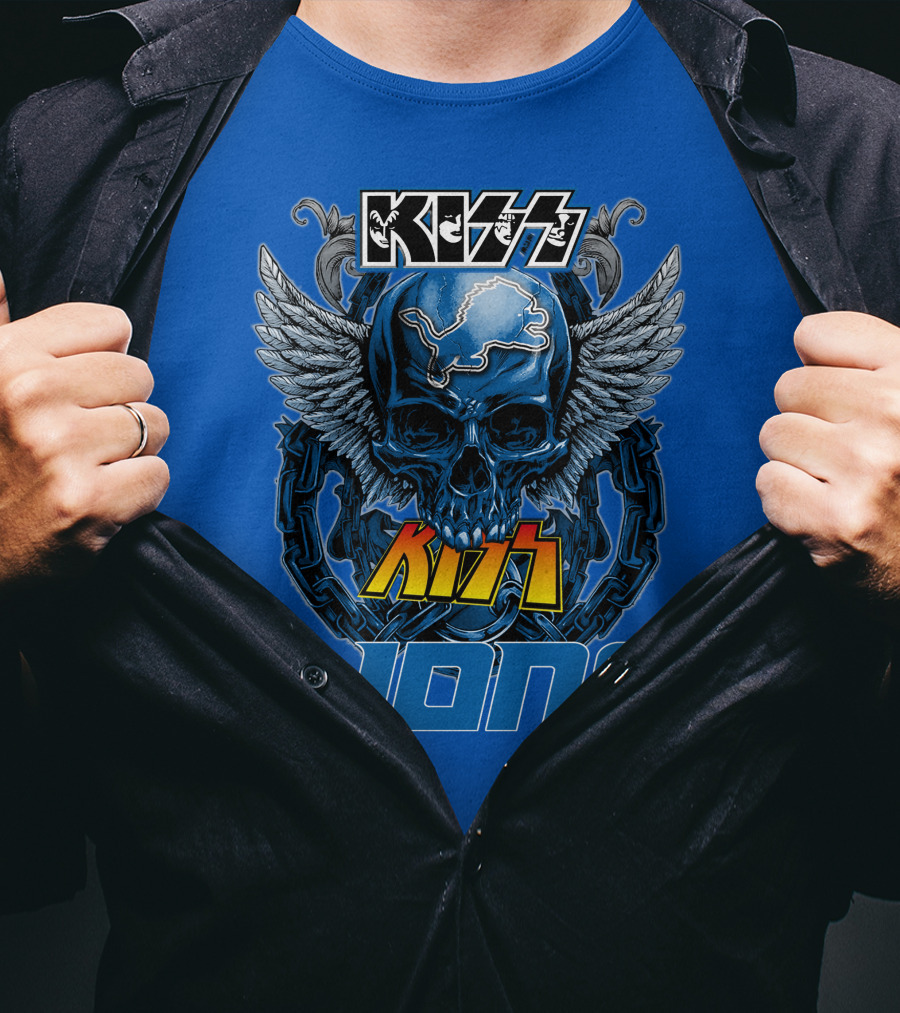 KISS Detroit Lions Skull Wings T-Shirt
