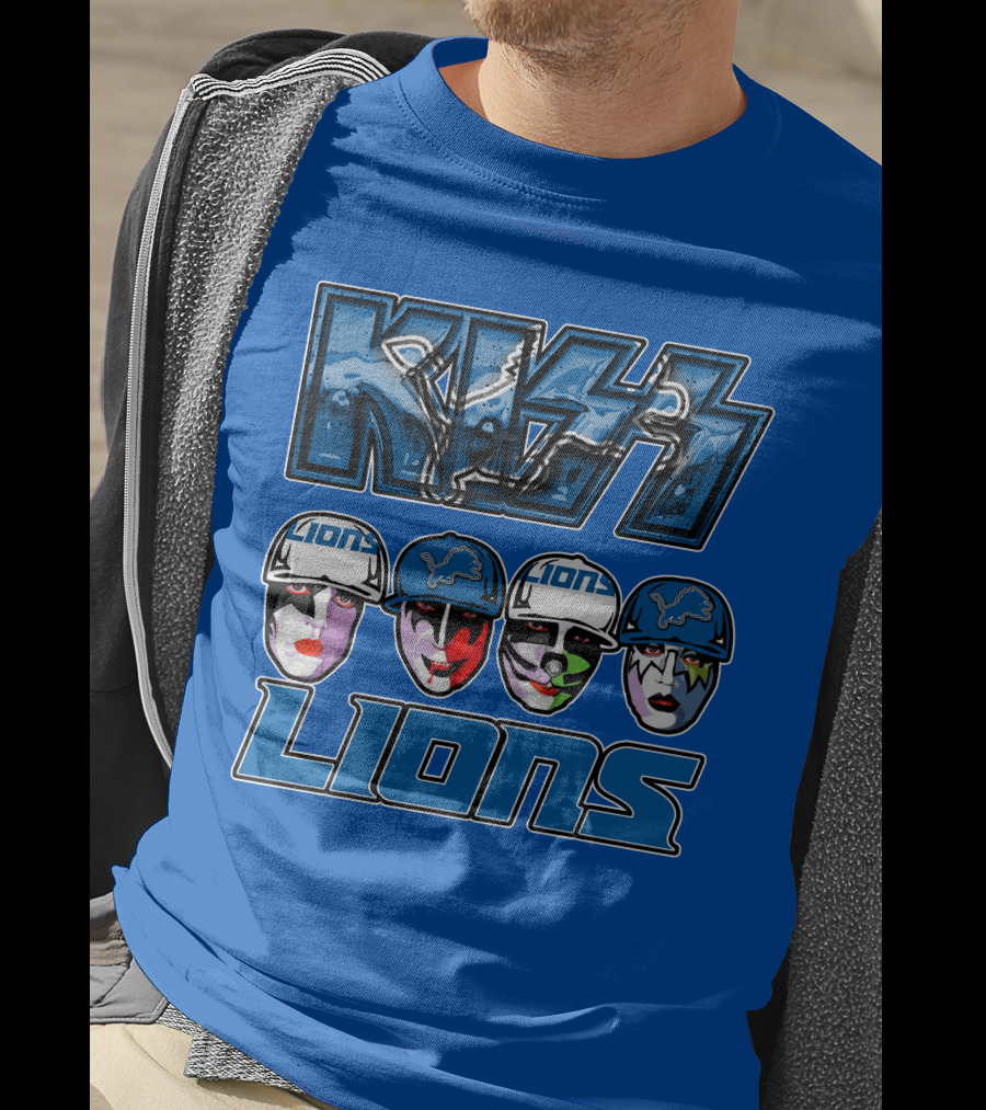KISS Detroit Lions Face Paint Helmets T-Shirt
