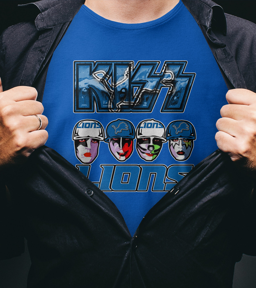 KISS Detroit Lions Face Paint Helmets T-Shirt