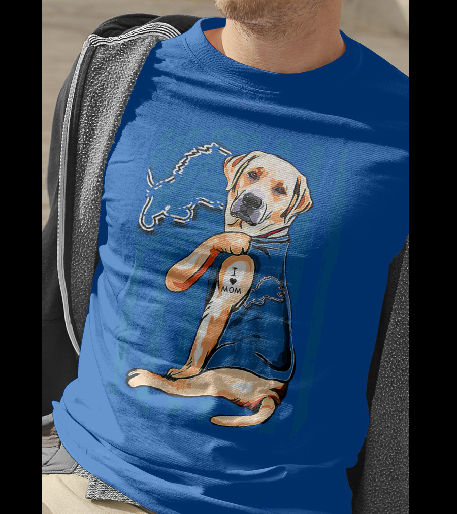 Labrador Retriever I Love Mom Detroit Lions Fan T-Shirt