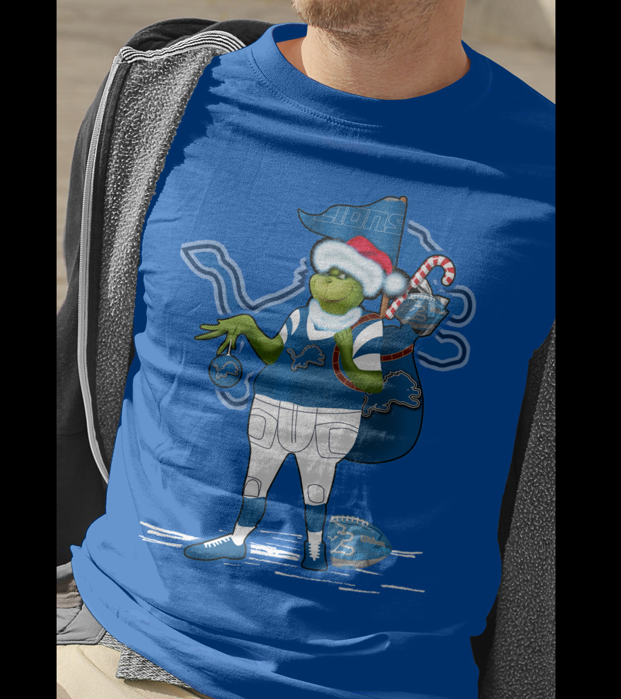 Grinchxmas Detroit Lions Holiday Football T-Shirt