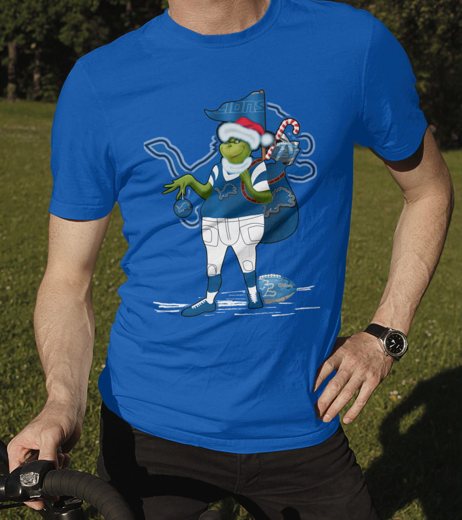 Grinchxmas Detroit Lions Holiday Football T-Shirt