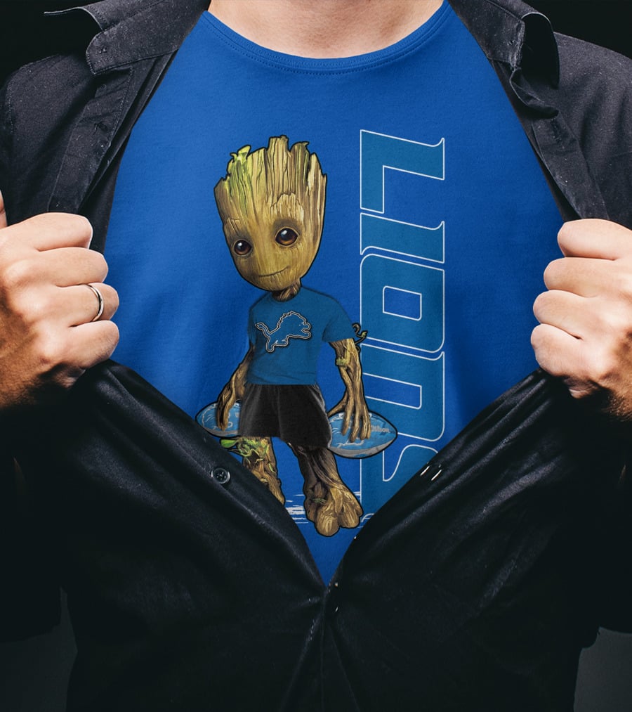 Groot Detroit Lions NFL Team Groot T-Shirt