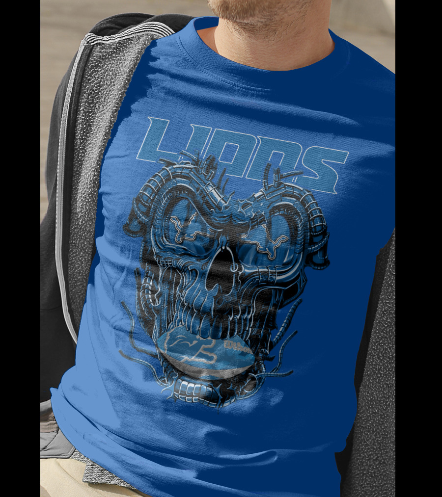 DETROIT LIONS Dragonskull Football Fusion T-Shirt