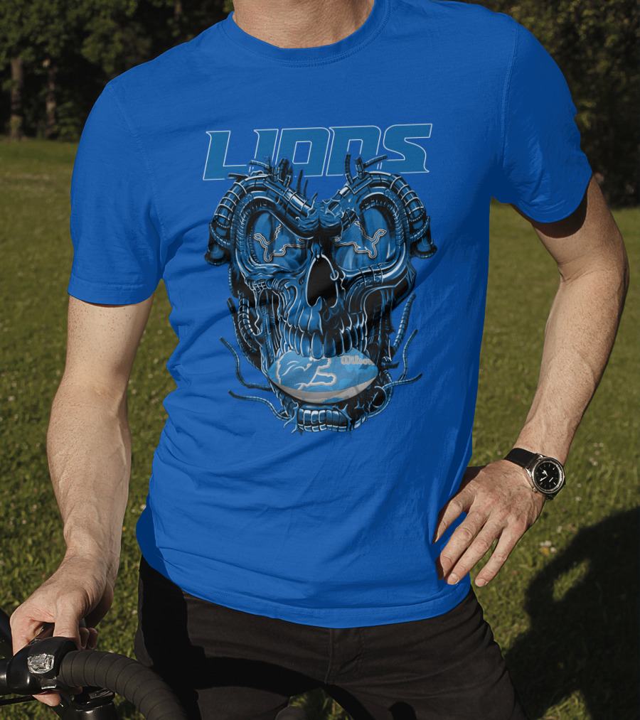DETROIT LIONS Dragonskull Football Fusion T-Shirt
