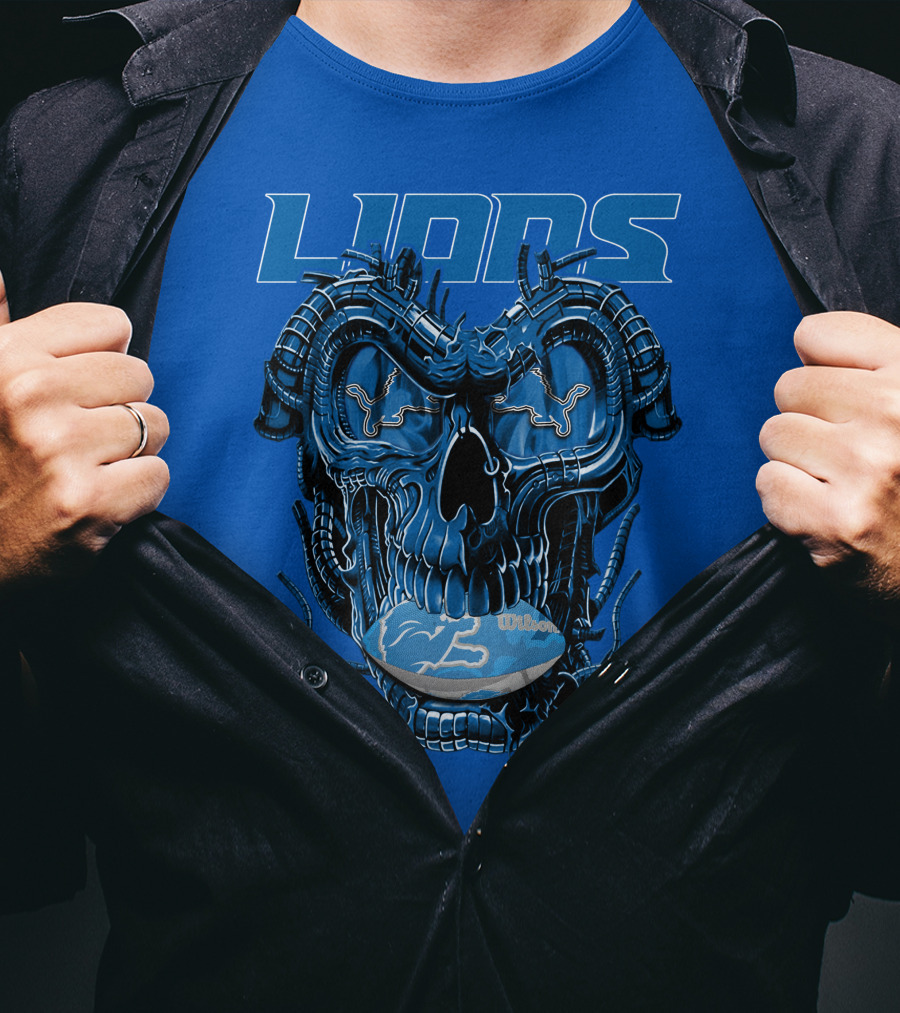 DETROIT LIONS Dragonskull Football Fusion T-Shirt