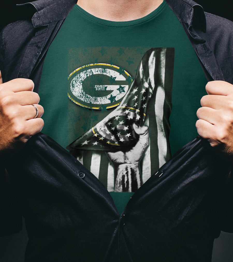 Flag V1 Green Bay Packers Stars And Stripes Power Fist T-Shirt