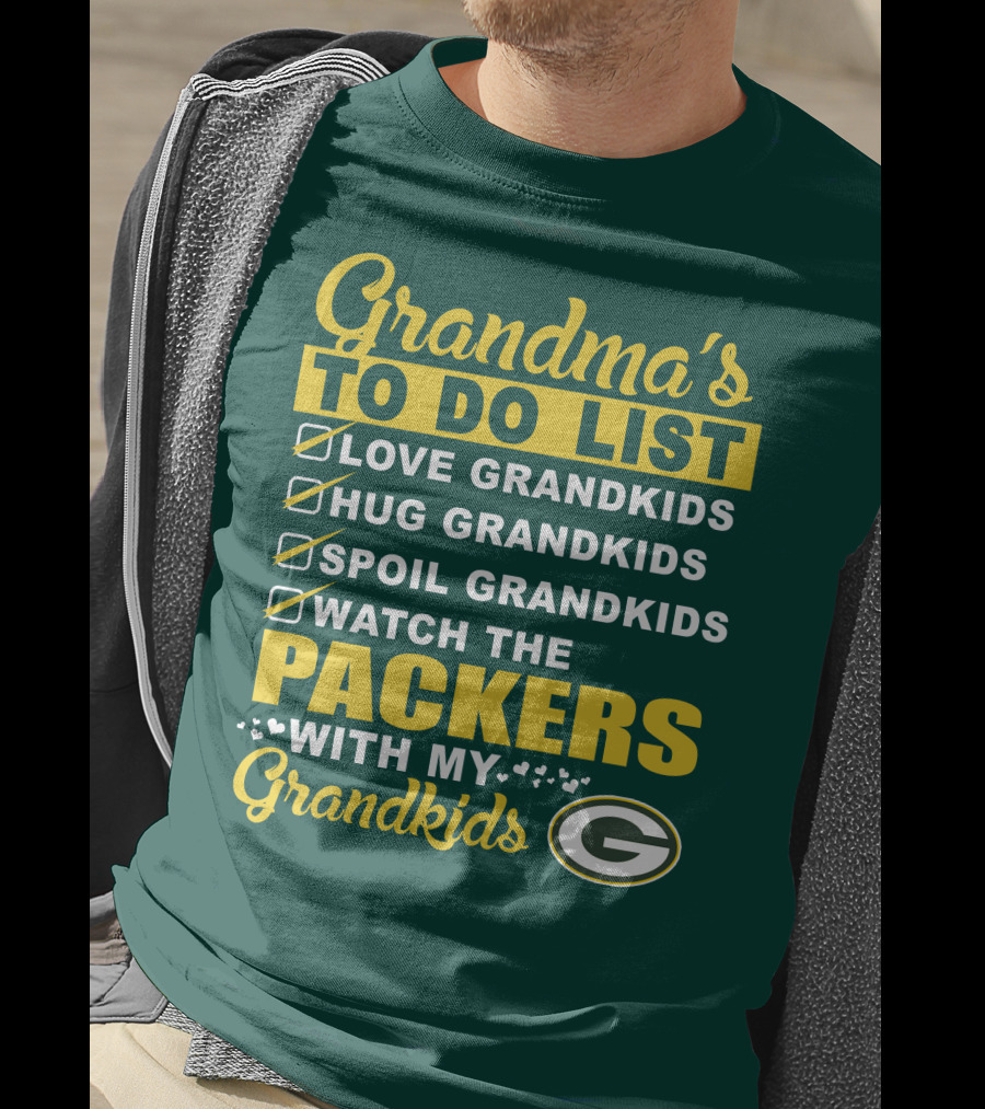 Grandma's To Do List Packers Watch With My Grandkids Green Bay Packers T-Shirt